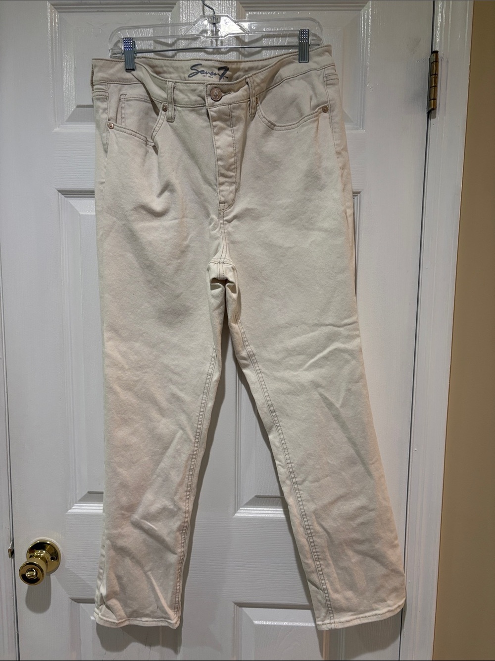 Seven7 Off-White High-Rise Straight Jeans